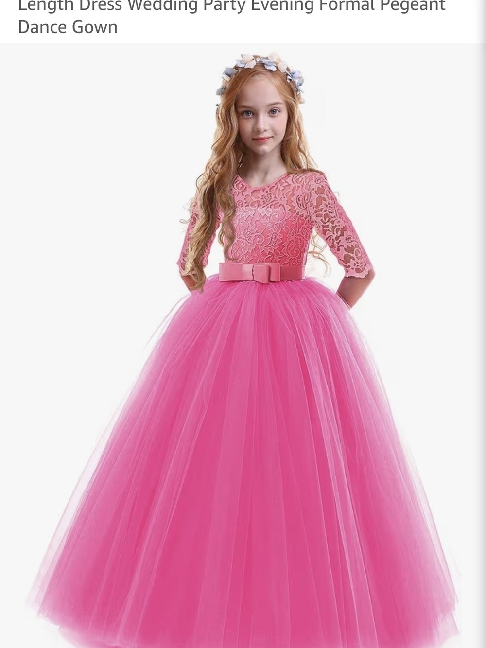 Pink Lace & Tulle Flower Girl Gown with Bow